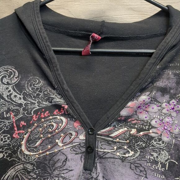 Gitano Y2K Hooded Paris Long Sleeve Top Women's Plus Size 18/20 - Picture 5 of 10